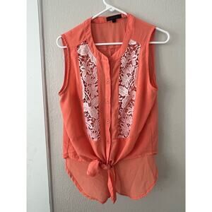 Lulumari Orange Lace front Top size Large